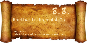 Barthalis Barnabás névjegykártya